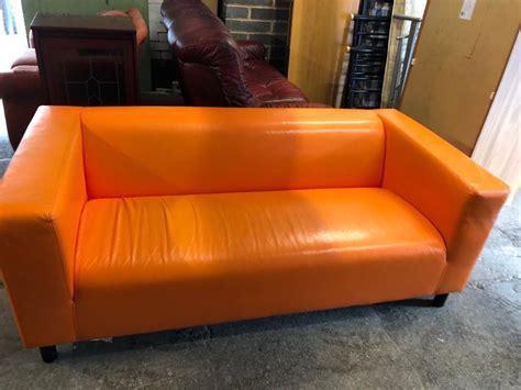 Orange Ikea leather sofa | in Wombwell, South Yorkshire | Gumtree