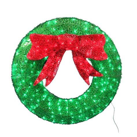 Holiday Living Hanging Wreath Sign with Green LED Lights in the Outdoor ...