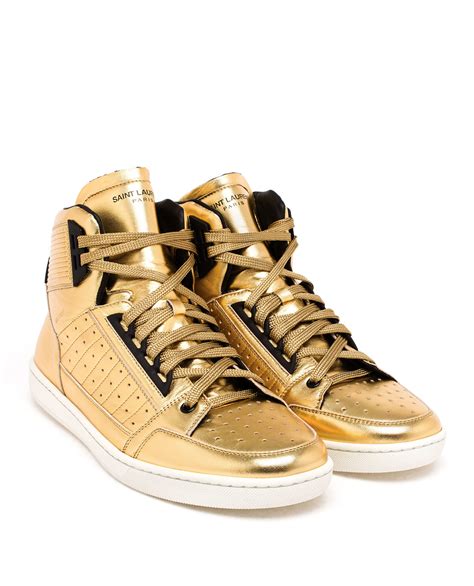 Saint Laurent High-top Trainers in Gold (Metallic) for Men - Lyst