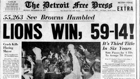 Free Press pages from 1957 Detroit Lions championship win