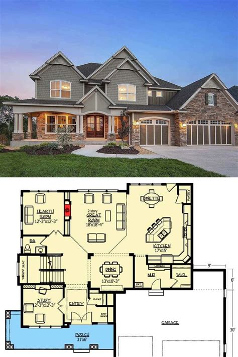 2-Story Craftsman Home with an Amazing Open-Concept Floor Plan | Craftsman house plans ...