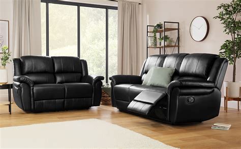 Lombard Black Leather 3+2 Seater Recliner Sofa Set | Furniture Choice