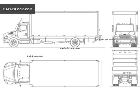 Freightliner M2 106 Box Truck Vector Blueprint | DWG File