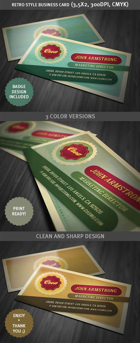 Retro Style Business Card Template by hugoo13 on deviantART