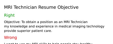 Top 17 MRI Technician Resume Objective Examples | ResumeCat