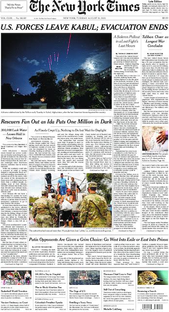 The New York Times International Edition in Print for Wednesday, Sep. 1, 2021 - The New York Times