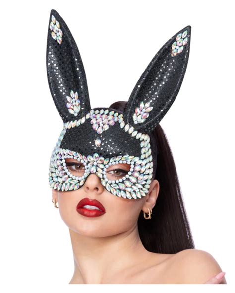 Black Bunny Mask With Glitter Stones ★ | Horror-Shop.com