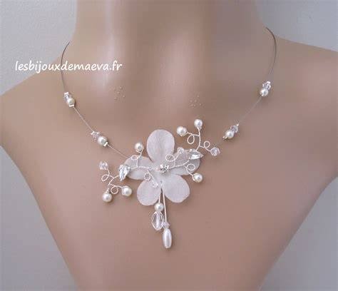 Bijoux mariage collier fleur perles et strass Flamboyante