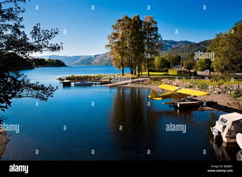 Views of Lake with Seaplane at St Fillans, Loch Earn, Scotland Stock ...