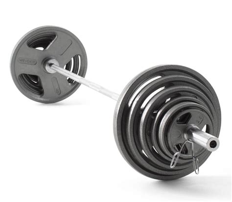 Weider 210 lb. Cast Iron Olympic Hammertone Weight Set with Spring ...