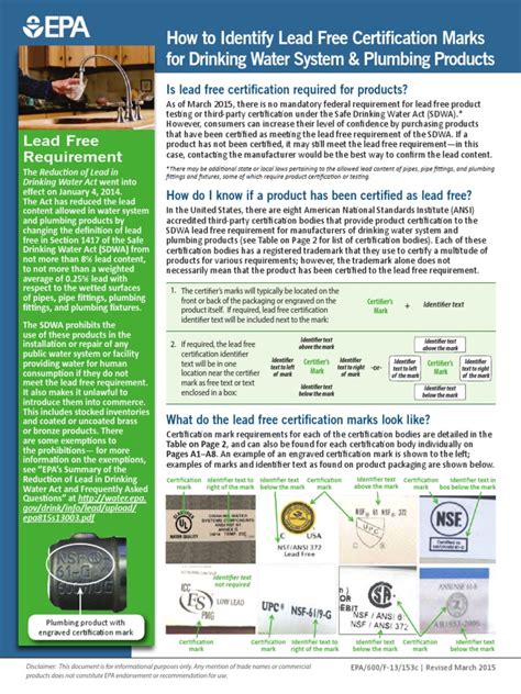 Lead Free Certification Marks | PDF | Plumbing | Pipe (Fluid Conveyance)