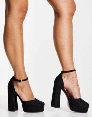 ASOS DESIGN Priority platform high heeled shoes in black | ASOS