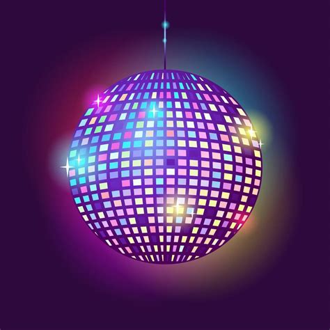 Disco ball glowing on a dark background. Night party in the club ...