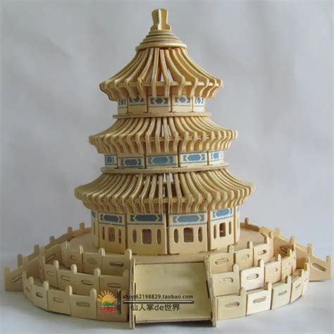 3D three dimensional puzzle wooden wooden architectural models of adult jigsaw puzzle toy wooden ...