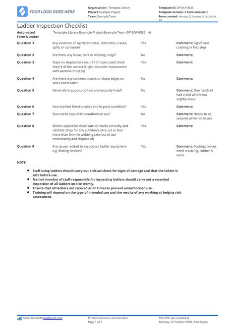 Free Ladder Inspection Checklist - Better than excel and word (use it now)