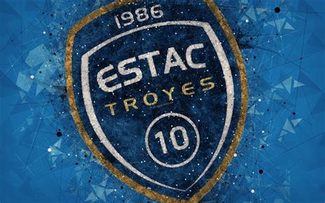 Download wallpapers ES Troyes AC, 4k, geometric art, French football ...