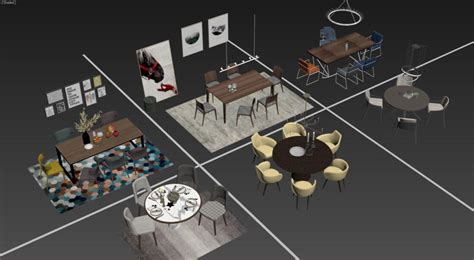 3D Model Dining Tables And Chairs 2 Free Download By DoanNguyen