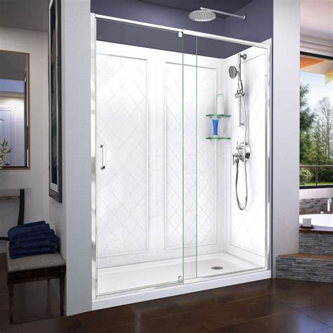 DreamLine Flex 60 in. W x 36 in. D x 76.75 in. Framed Pivot Shower Door ...