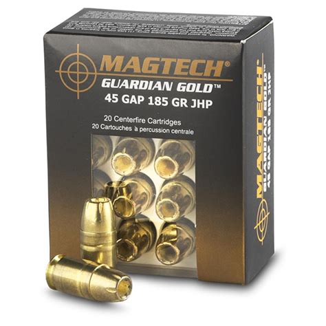 Magtech Guardian Gold .45 GAP 185 Grain JHP 20 rounds - 160562, .45 GAP ...