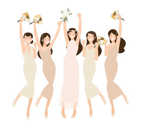 happy young bride and bridesmaid party dance flat style 15707093 Vector Art at Vecteezy