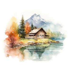 Forest Cabin Art, Forest House, Cabin in Woods, Houses Clipart, Forest ...