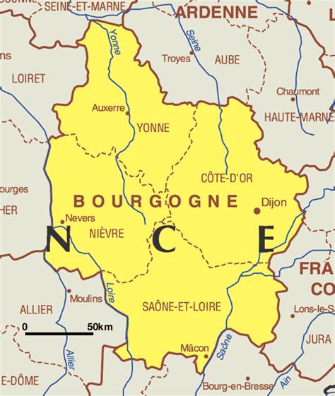 BOURGOGNE - Carte géographique