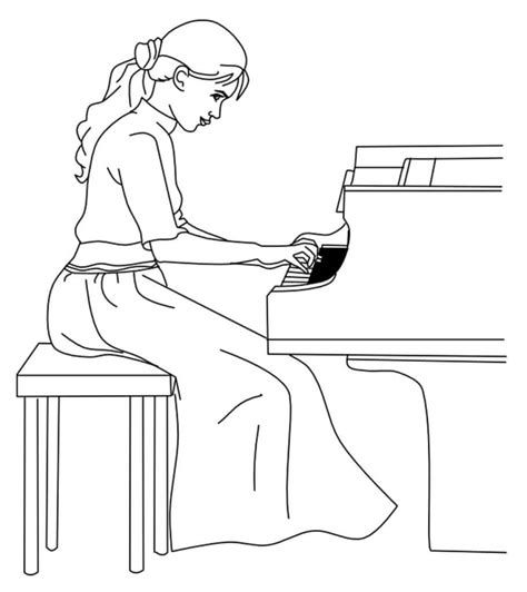 Beautiful Girl playing Piano coloring page - Download, Print or Color ...