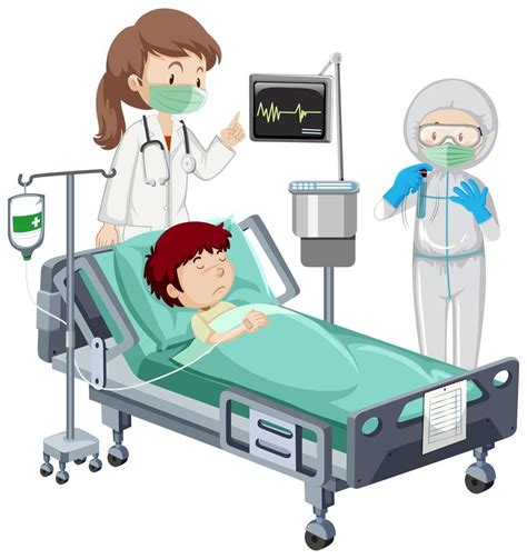 Sick Boy on Hospital Bed 1008568 Vector Art at Vecteezy