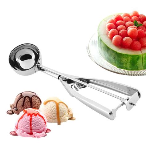 5cm Stainless Steel Spring Handle Mashed Potato Cookie Scoops Stacks Spoon Ice Cream Tools ...