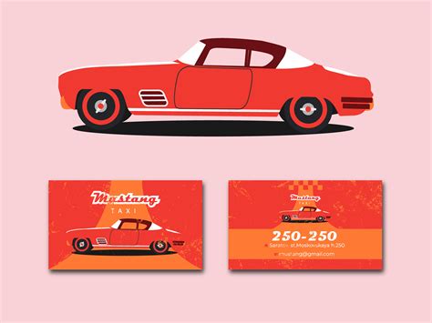 Business card design for premium taxi in retro style on Behance