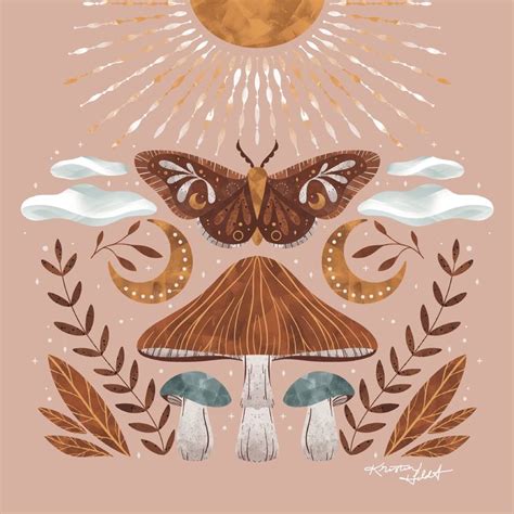 Moons, Mushies and Moths in 2020 | Moth art, Moon art print, Vintage inspired art