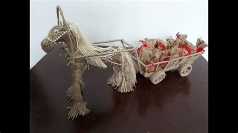 Diy mini horse cart tutorial / Crafts made with twine - YouTube