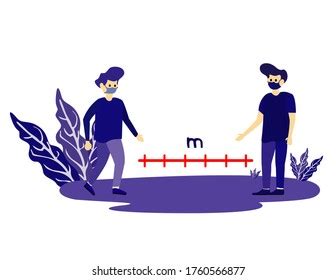 Social Distancing Cartoon Character Illustrations Flat Stock Illustration 1760566877 | Shutterstock