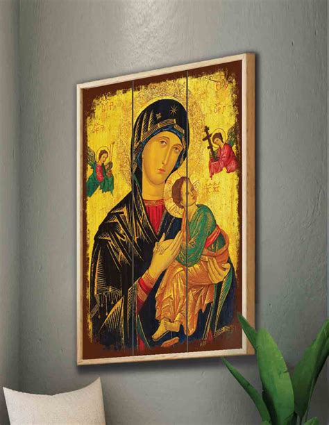 VINOXO Mary & Jesus Wooden Framed Wall Art Painting Decor