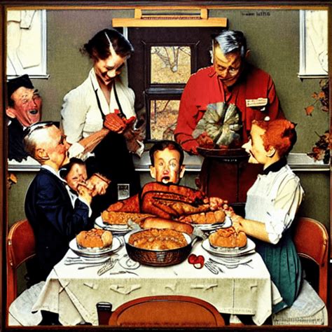 Thanksgiving Norman Rockwell Graphic · Creative Fabrica