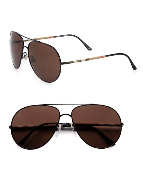 Lyst - Burberry Metal Aviator Sunglasses in Black for Men