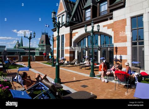 Sundeck at the pool/spa area, Fairmont Le Chateau Frontenac, Quebec City, Canada Stock Photo - Alamy