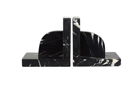 Geometric Art Deco Marble Bookends, French Office and Book Shelf Decor