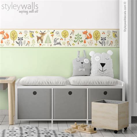 Woodland Animals Wall Border Decal Forest Animals Border Wall - Etsy