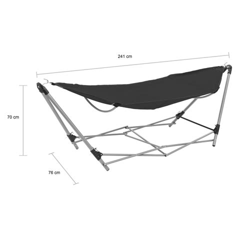 Hammock with Foldable Stand Black - Wood Decors Furniture