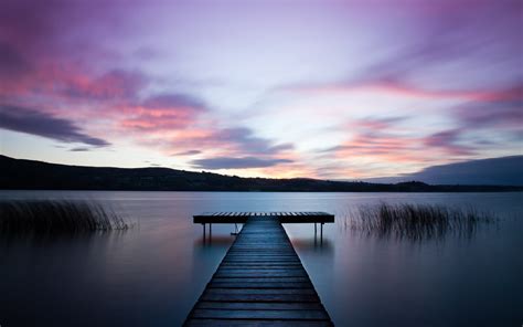 river, Beach, Water, Surface, Grass, Wooden, Bridge, Night, Purple, Sky, Clouds Wallpapers HD ...