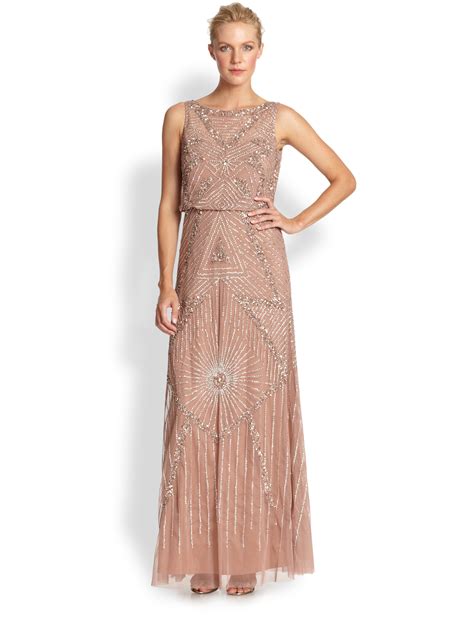 Lyst - Aidan Mattox Beaded Gown in Pink