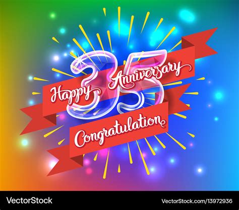 Happy 35th anniversary glass bulb numbers set Vector Image