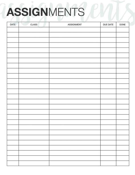 assignment tracker template - New assignment Tracker Template ...