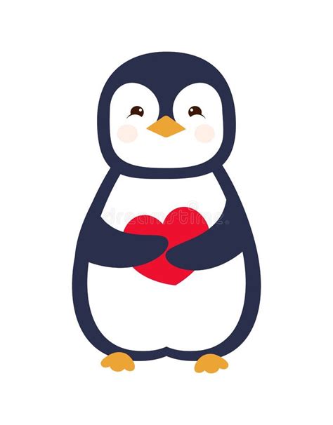 Greeting Card with Cute Penguin, Valentine Day Stock Vector ...