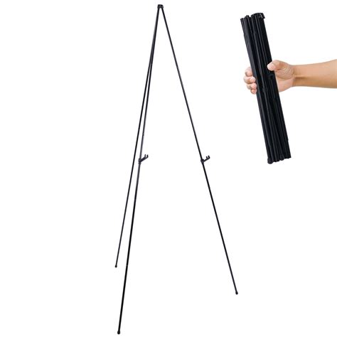 U.S. Art Supply 63" High Steel Easy Folding Display Easel, Instantly Collapses, Adjustable ...