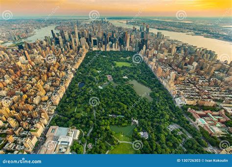 New York Central Park Aerial View in Summer Stock Image - Image of high, cityscape: 130726303