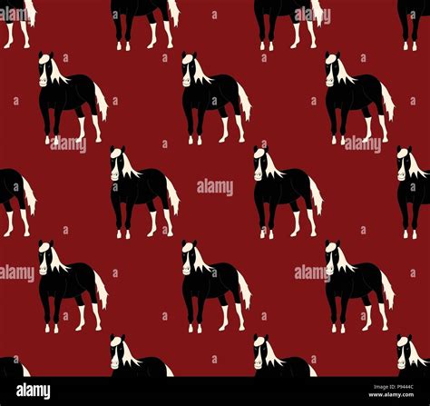 Black Horse on Red Cartoon Background. Vector Illustration Stock Vector ...