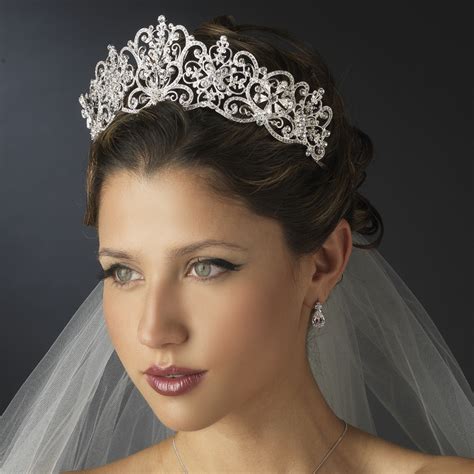 Rhinestone Floral Royal Wedding Tiara - Elegant Bridal Hair Accessories