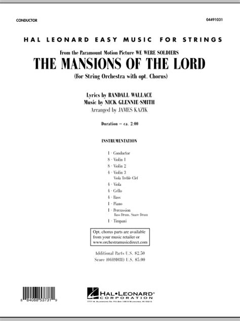 The Mansions Of The Lord (from We Were Soldiers) - Full Score by James Kazik Sheet Music for ...